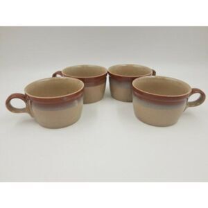 𝅺4 Mikasa Potters Art COUNTRY CABIN Coffee MUGS CUPS Seibel/Japan EC-PF 850